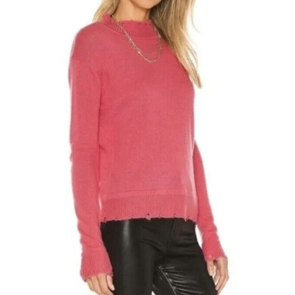 ONE GREY DAY Womens Jazz Pullover Distressed Mock Neck Sweater Pink XS​​​​ - Picture 2 of 11